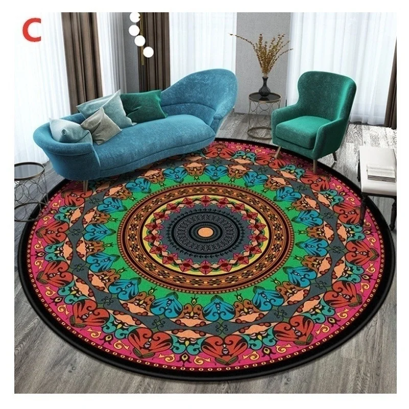 Bohemia Style Round Carpet Bedroom Bedside Bathroom Computer Chair Antislip Rug Romantic Home Decor