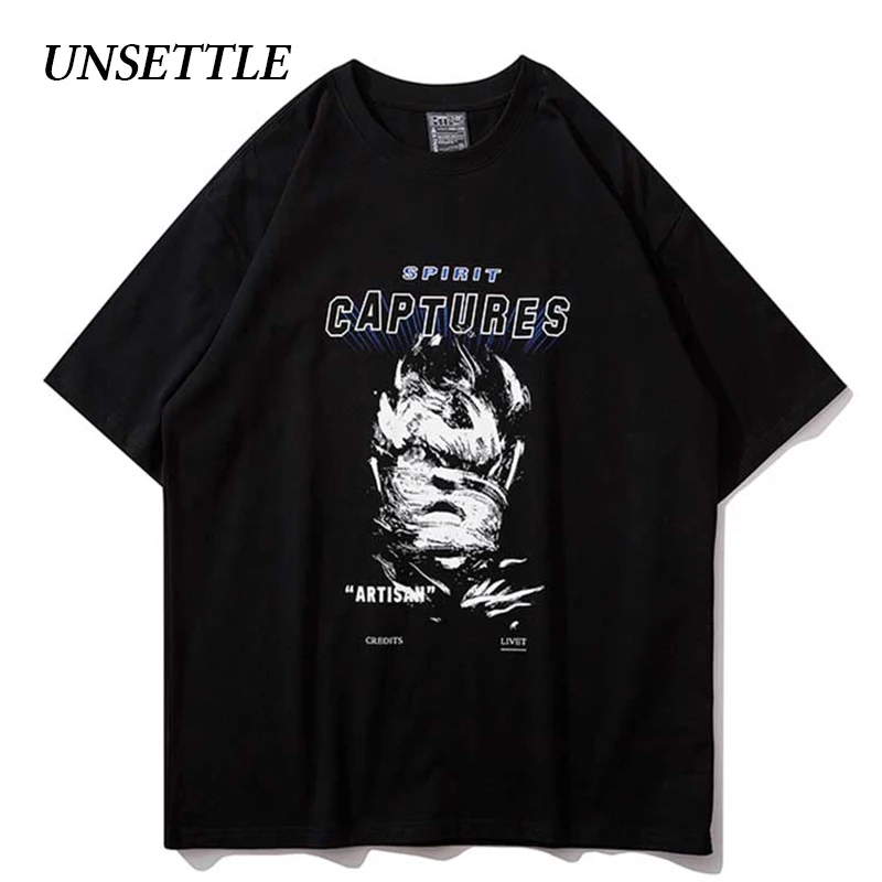 

UNSETTLE Harajuku T-shirts Summer Men/Women Hip Hop Funny Print tshirt Drak Fashion Streetwear t shirt Oversize Short Sleeve Top