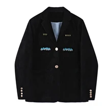 Black Corduroy Suit British Jacket Female Autumn And Winter Design Sense Niche High-level Temperament Loose College Style Coat