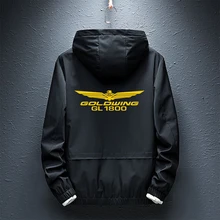 Honda Men Jacket Honda Gold Wing Logo Print Fashion Trend Men's Clothing Jacket Waterproof Windbreaker Zipper Hooded Jacket Coat