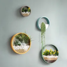 Простая круглая цветная настенная ваза, железная суккулентная растительная стеклянная горшок для комнатных цветов, креативный домашний декор, офисное настенное украшение бонсай