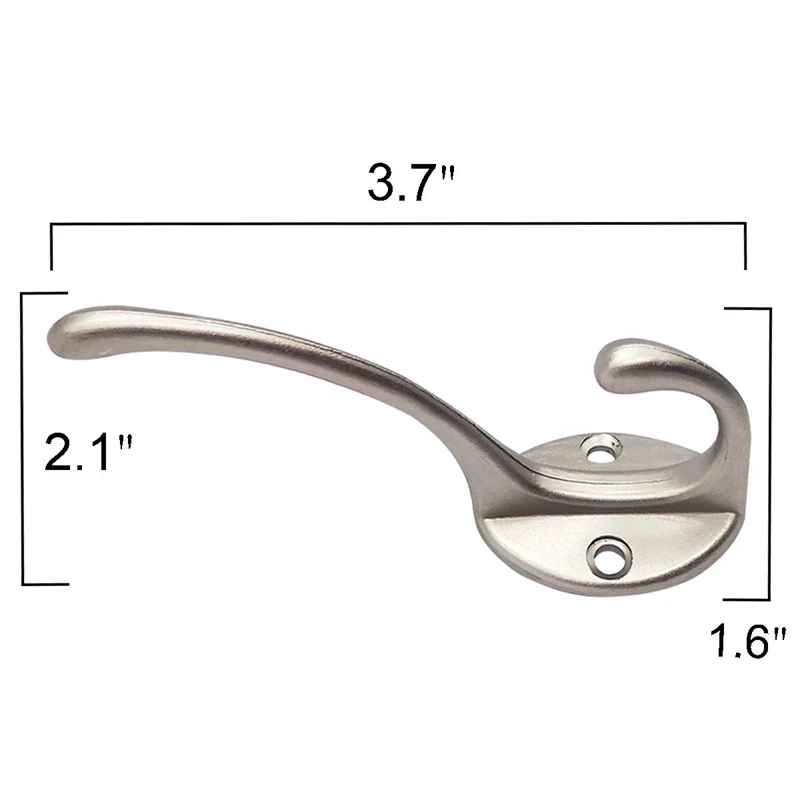 

10 Pack Heavy Duty Dual Coat Hooks Wall Mounted with 20 Screws Retro Double Hooks Utility Hooks for Coat, Scarf, Bag, Towel, Key