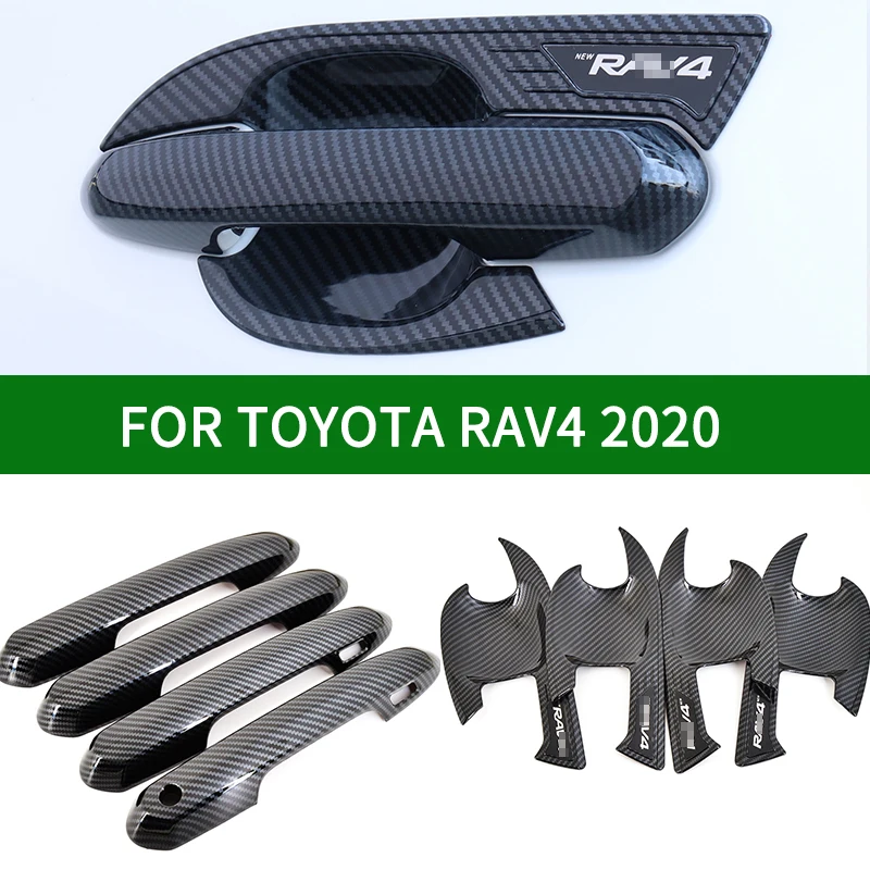 

FOR TOYOTA RAV4 fifth generation 2020 Accessory glossy carbon fibre pattern door handle covers trim