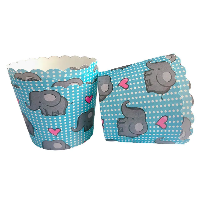 LINVIERLOVE 50pcs Cute Elephant Cupcake Liner Cake Paper Baking Cup Muffin Cases Mold Small box Tray Decor Tools | Дом и сад