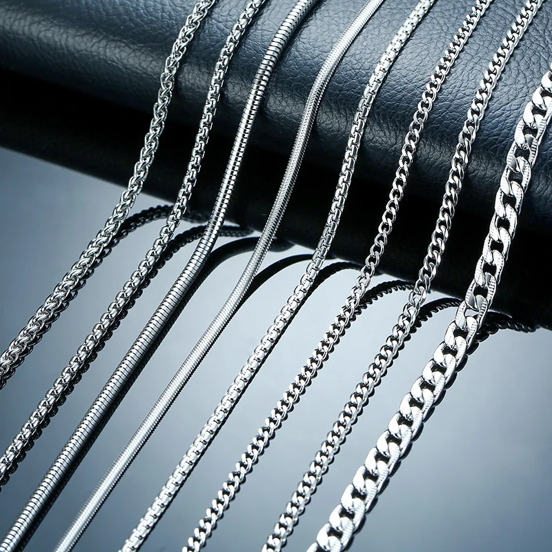 Stainless Steel Necklaces Necklace Chain Chain Necklace Cross Pendant Necklace Pendant Necklace Crystal Pendant Necklaces Vnox 3-6MM Tone Snake Cocoon Curb Link Flat Box Wheat Chains Stainless Steel Men Necklace Choker Jewelry 24 inch
