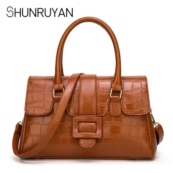

SHUNRUYAN Fashion Women Handbag Alligator Pattern PU Leather Luxury Handbags Composite/Shoulder Bags Vintage Totes