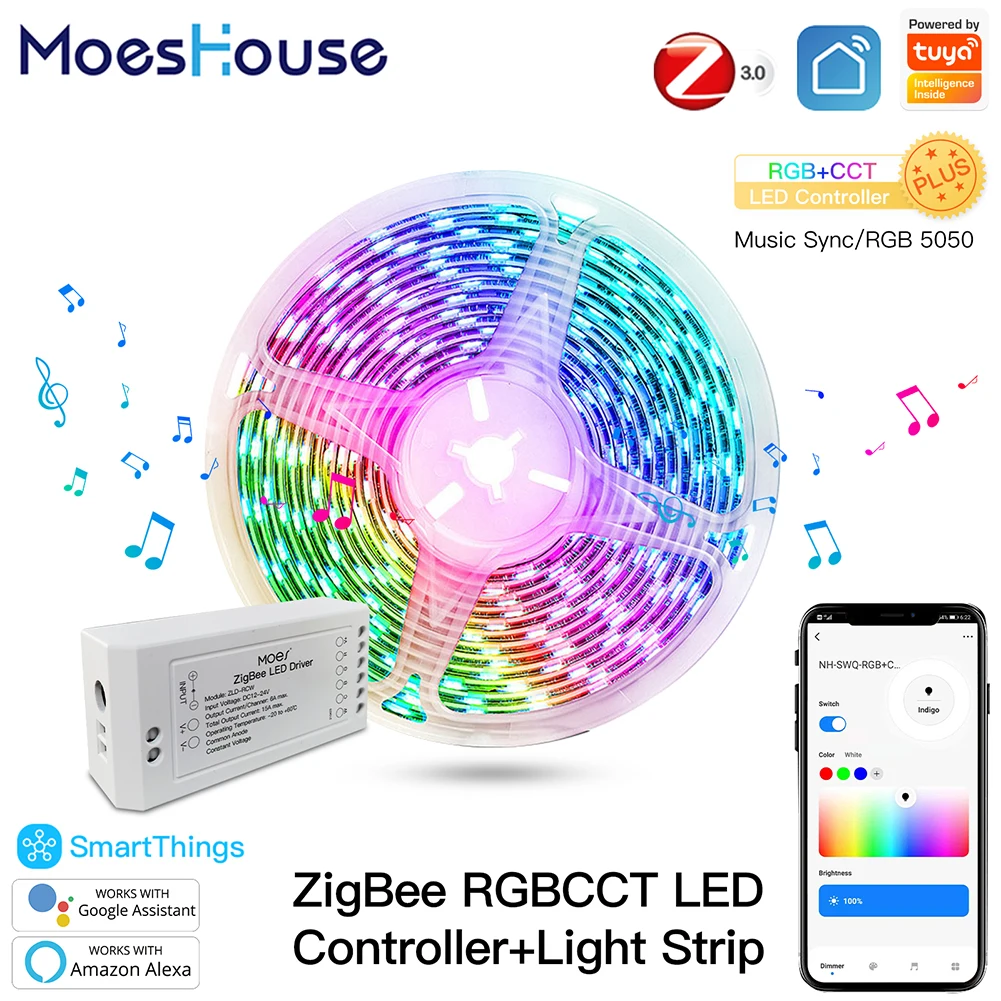 Светодиодная лента ZigBee с управлением через приложение и поддержкой Alexa Google |