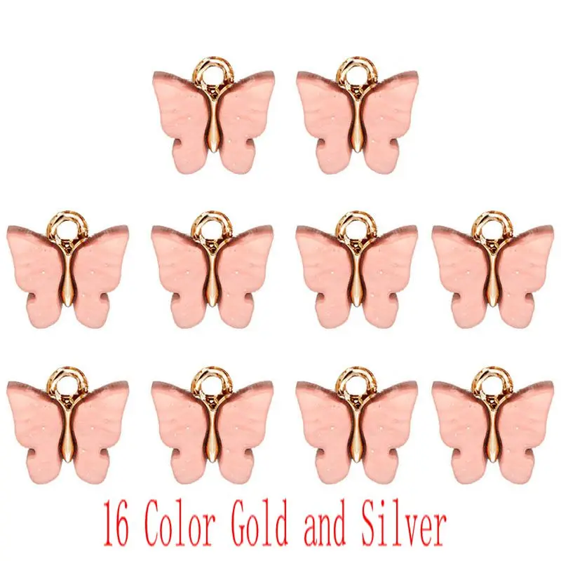 

Kasajewel 10Pcs/set Bohemian 16Color Butterfly DIY Jewelry Accessories Luxury Shining Acrylic Resin for Making Earring Necklace