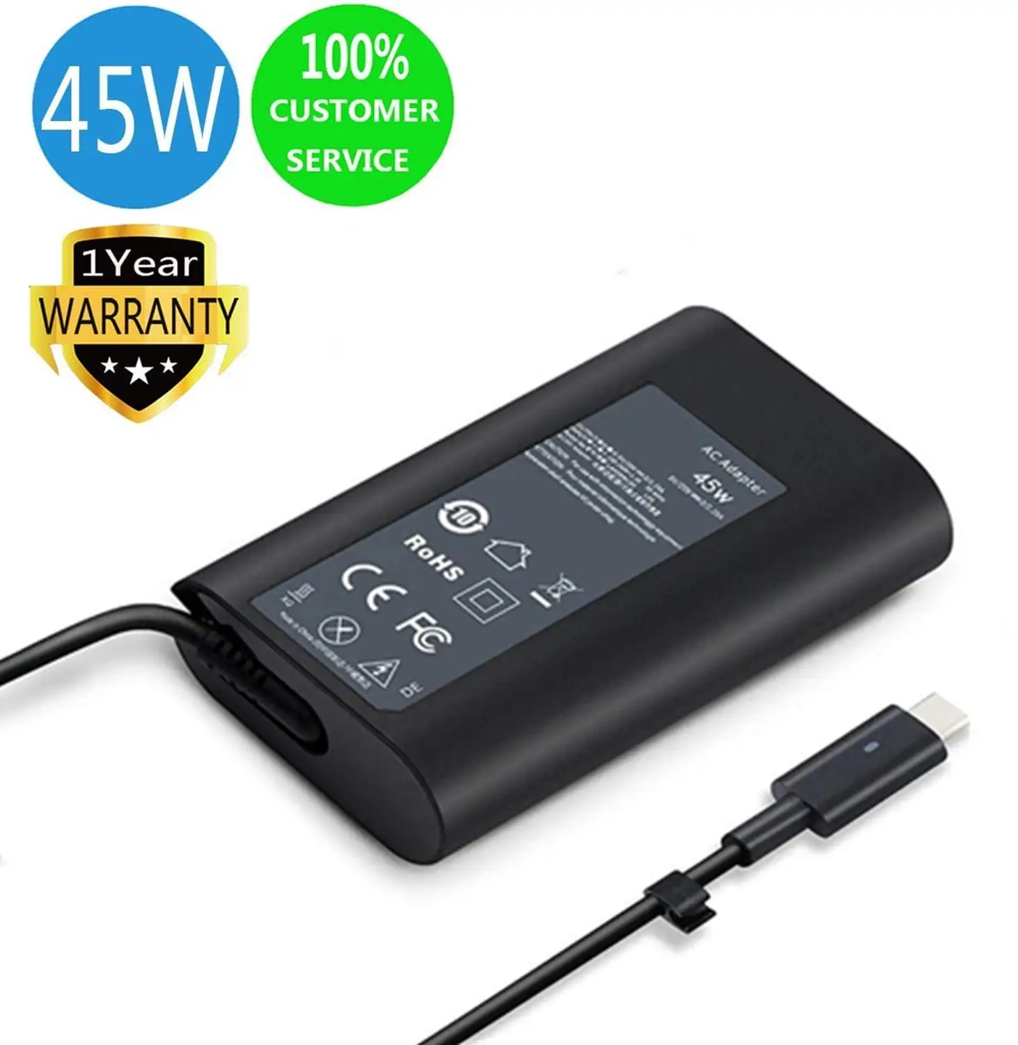 45w Usb-c Type Ac Adapter Charger Supply For Dell Xps 12 Xps 13 9360 9365 9370 9333 9380 7390 2in1 Inspiron 14 7437 - Laptop Adapter - AliExpress