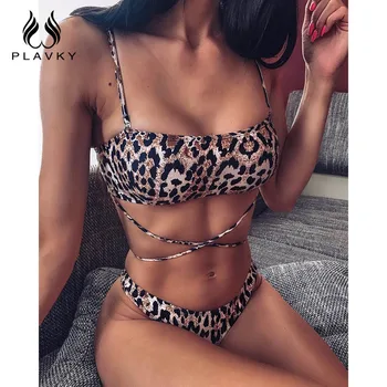 

Sexy Leopard Wrap Bandage Bandeau Brazilian Bikini 2020 Ladies Swimwear Women Swimsuit Female Swim Bathing Suit Biquini