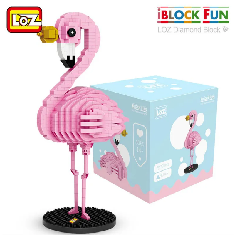 

LOZ Diamond Blocks Flamingo Toy Pink Bird Action Figure Colorful Cartoon Animals Educational Bricks DIY Kids Children Gift 9205