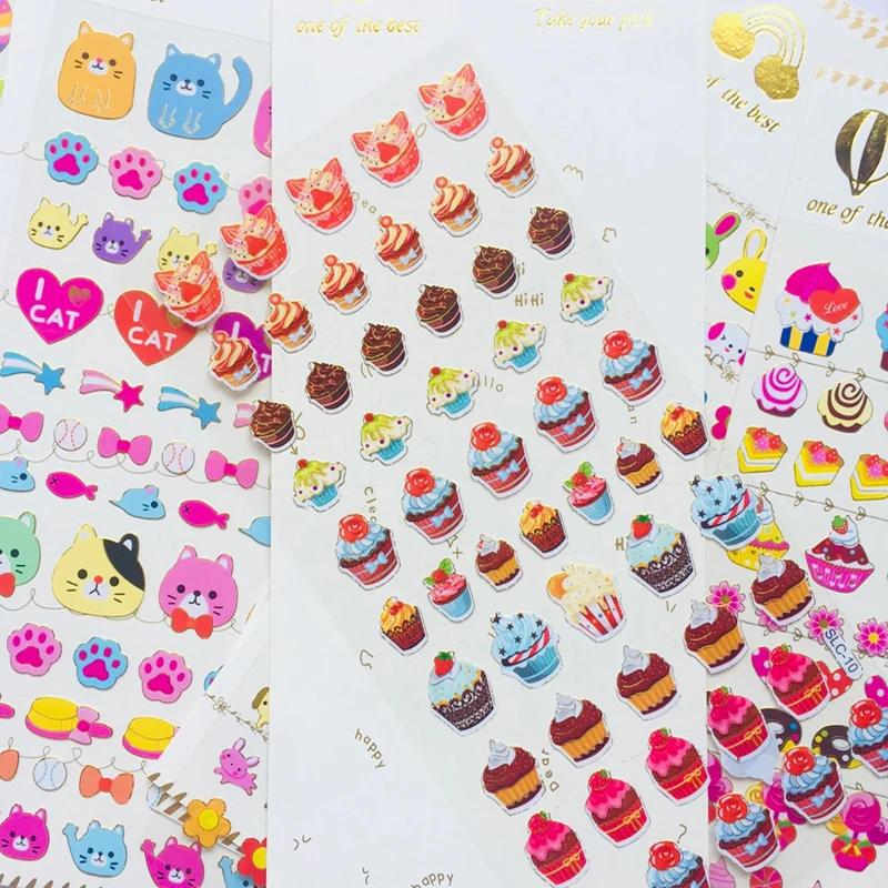 

1 Sheet Gilt Macaron Cake Cat Planet Decorative Stickers Notebook Computer Decor