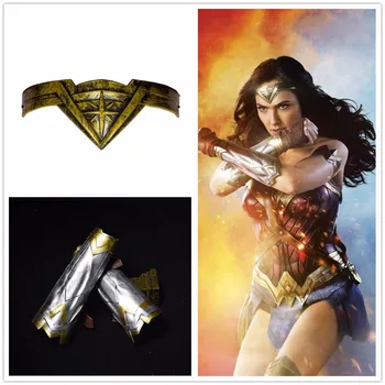 

Wonder Woman Diana Prince Cosplay Armband Gauntlet and Tiara Headband Crown Wrist Superhero Accessories Props Halloween