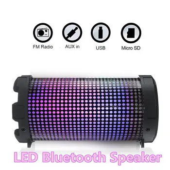 

5V 4.5W Wireless bluetooth Speaker LED Portable Outdoor Bass Column Subwoffer Stereo Sound Box Support FM USB AUX TF Card
