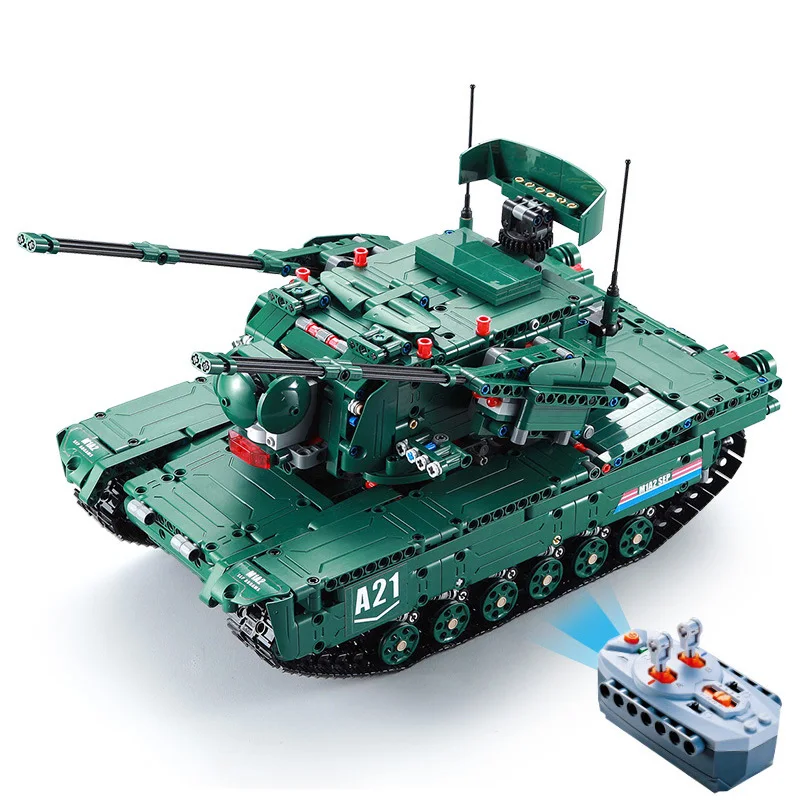 

M1A2 1498PCS Technic RC Tank Motor Power Function MOC Building Blocks Bricks Military War DIY Technician Toys Gifts for Children