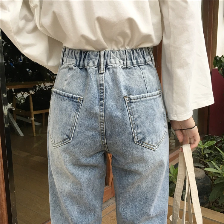 Прямые джинсы женские повседневные корейские женские джинсы эластичные джинсы с высокой талией весенне-осенние винтажные синие бежевые джинсы для женщин