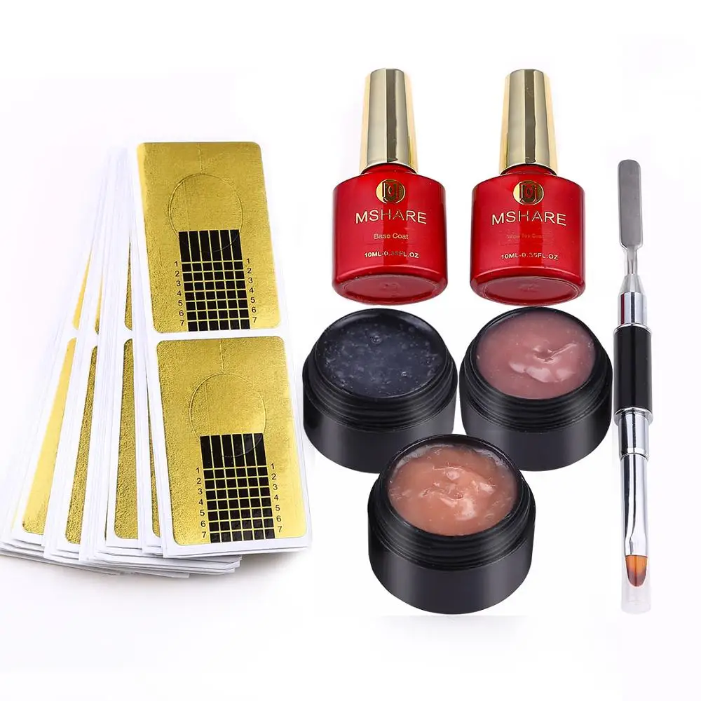 

MSHARE Fiber Builder Gel Kit Set Fiberglass for Nail Extension 7pcs Sets