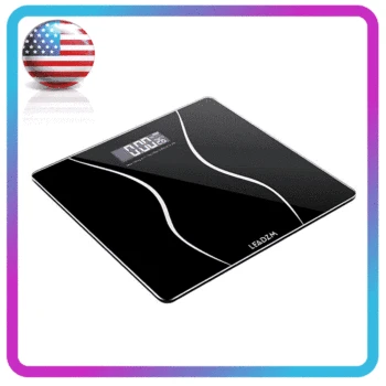 

LEADZM 180Kg Slim Waist Pattern Personal Scale Black Personal Digital Weighing Scale LCD Display Measuring Tool Electronic Scale