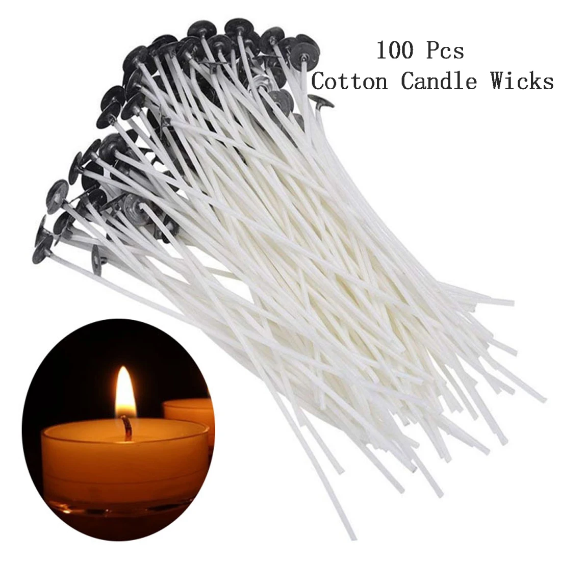 100Pcs Cotton Candle Wicks 10/15/20Cm Smokeless Wax Pure Cotton Core