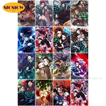 

5D Diy Diamond Painting Demon Slayer Tanjirou Nezuko Dimond Embroidery Anime Full Round Square Set Cross Stitch Wall Decor Room