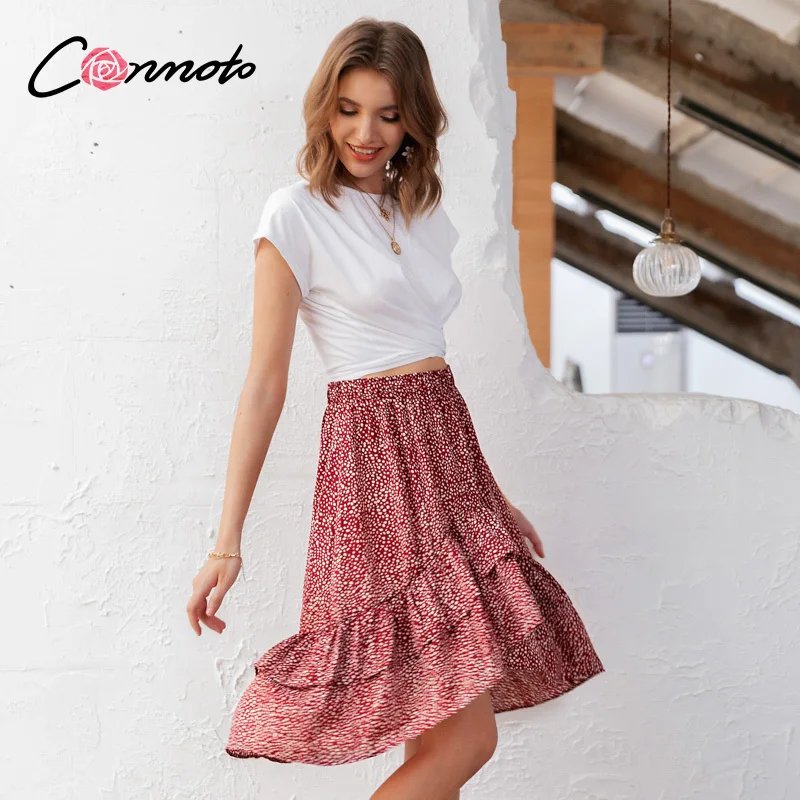Zara Woman Flounce Skirt flower pattern elegant Fashion Skirts Flounce Skirts 