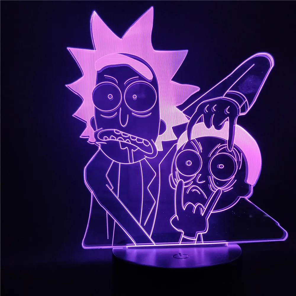 Rick and Morty Lamp 3d LED Night Light Children Cartoon Nightlamp LED Coloful Decorative Table Lamp