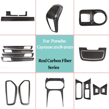 

Real Carbon Fiber Car Interior Center Control Gear AC Deroration Door Panel Frame Trim For Porsche Cayenne 2018-2019 Cup Holder