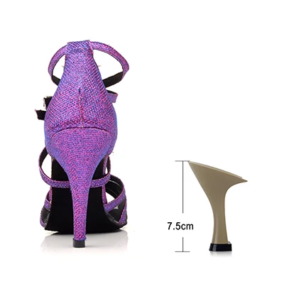 SHOYDANC/фиолетовые женские туфли для танцев на высоком каблуке; Обувь для бальных танцев; обувь для выступлений на мягкой подошве; вечерние туфли для танцев - Цвет: 7.5cm