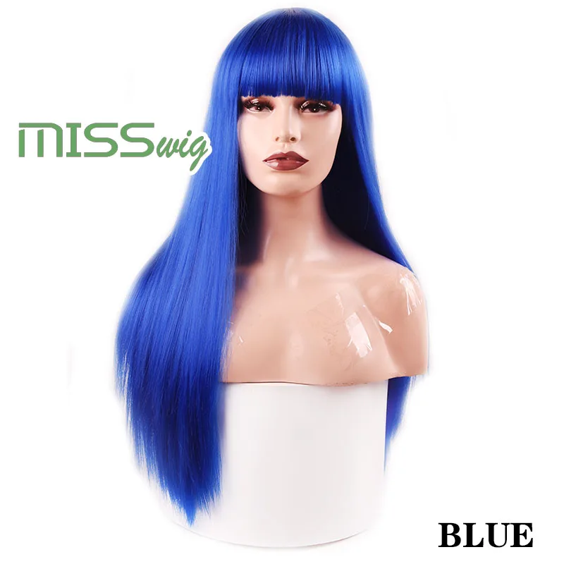 MISS WIG синтетические волосы длинные прямые 60 см 300 г черные синие красные для