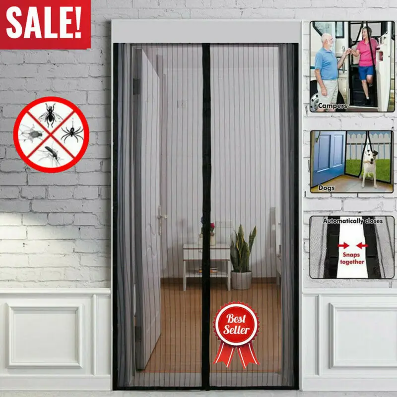 Magnetic Mesh Door Protection Curtain Snap Fly Bug Insect Mosquito