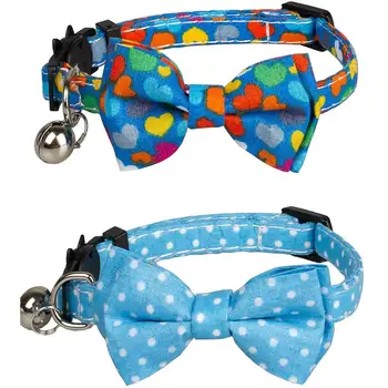 

Cat Collar with Bell Adjustable Cat Collar with Bowtie Safety Breakaway Cat Collars Floral Bow Detachable Adjustable Puppy