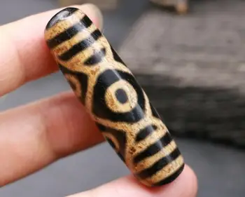

Collectible Treasure Unique Energy Super Power Energy Tibetan Old Agate 6 Dragon Eye Big Wide Hole dZi Bead Amulet Totem