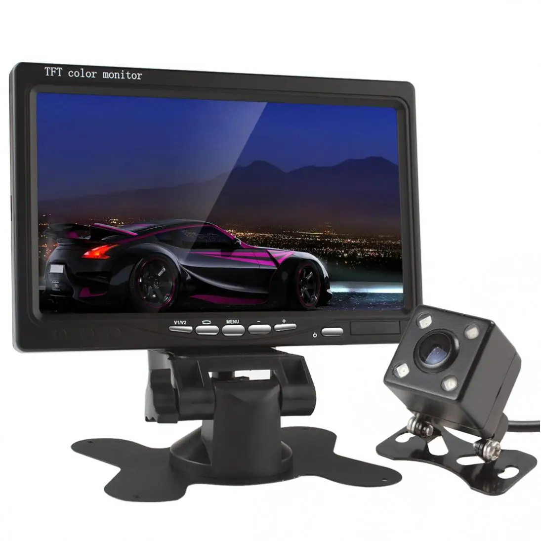 

7 Inch TFT LCD Video Input Car Rear View Headrest DVD VCR Monitor+420 TV Lines 170 Degrees Wide Angle Lens Night Vision Camera