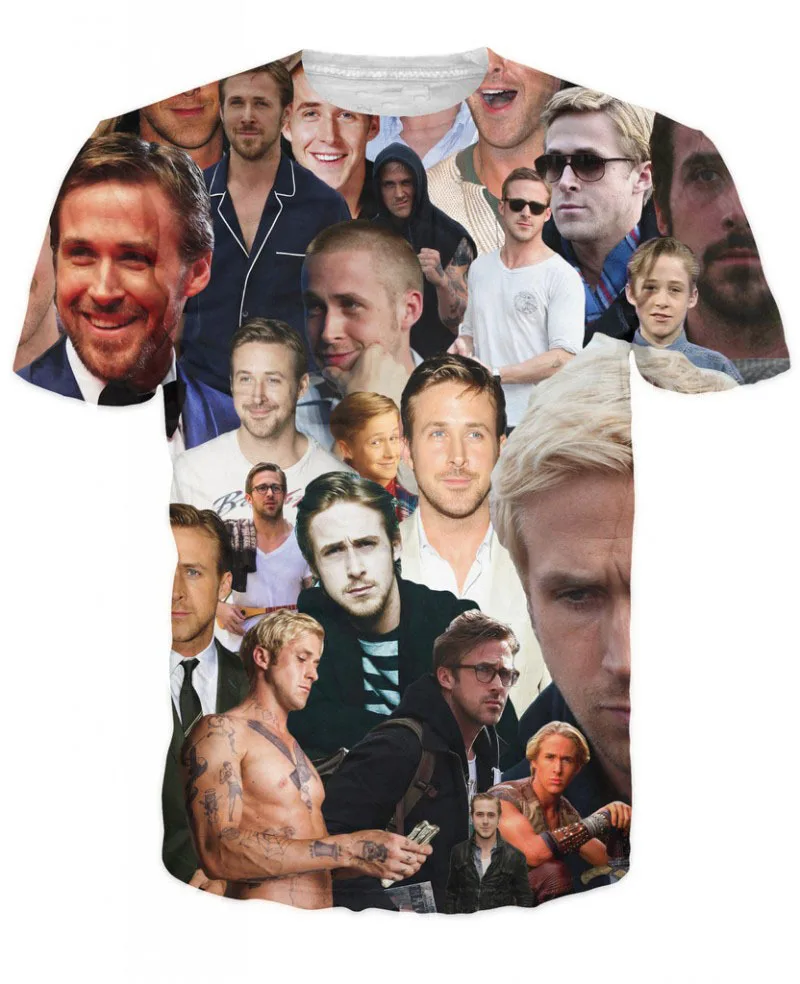

Tee Unisex Fashion New 3D Women Men T Shirts Ryan Gosling Paparazzi T-Shirt Sexy American Actor Tees Tops