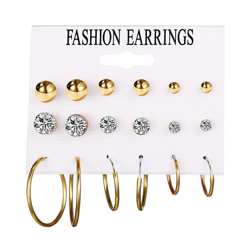 Delicate 12 pairs Women Round Crystal Heart Stud Earrings for Women Piercing Imitation Pearl Earrings Set Wedding Party Delicate 12 pairs Women Round Crystal Heart Stud Earrings for Women Piercing Imitation Pearl Earrings Set Wedding Party