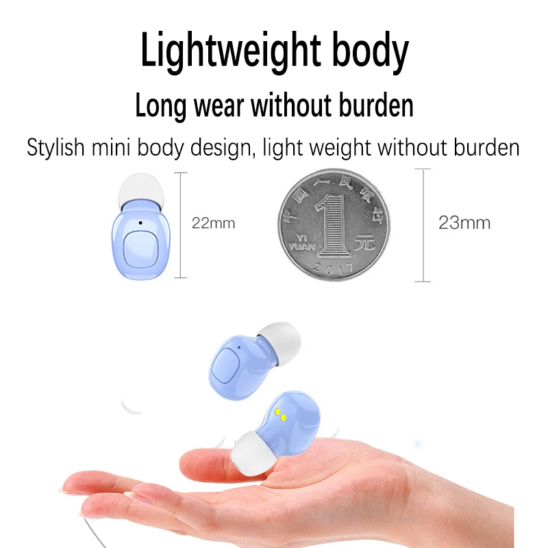 Настоящие беспроводные наушники Мини Bluetooth 5 0 спортивные с шумоподавлением LED