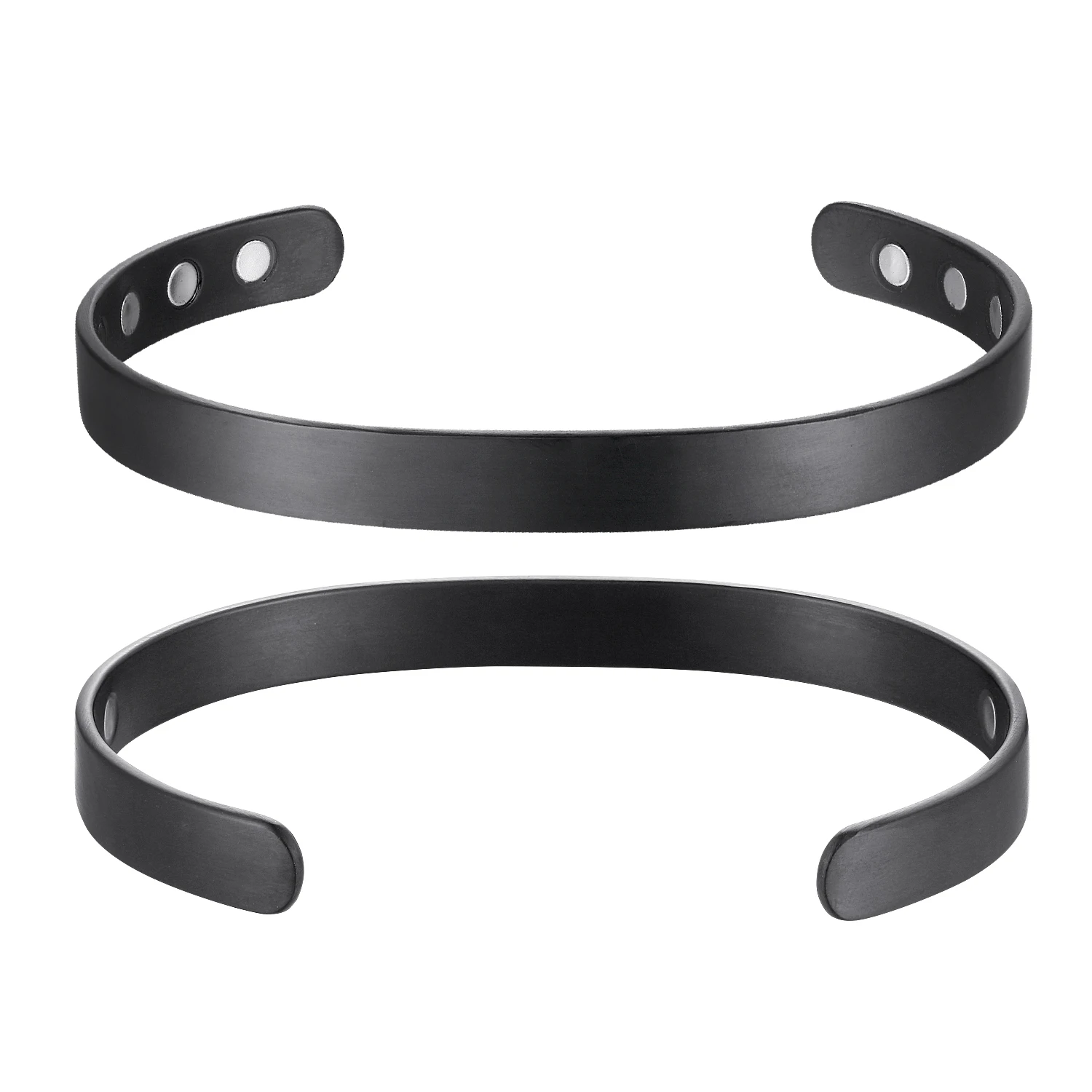 OKtrendy Magnetic Bracelet Black Plated Men Health Energy Magnet Bracelets 8mm Adjustable Cuff Titanium Bangles for Women 4