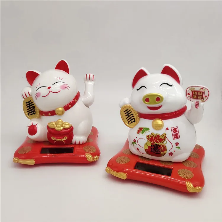 AliExpress Электрический Солнечный машинки игрушечная кошка автомобиль установлен счастливый кот свинья декоративные аксессуары для автомобиля