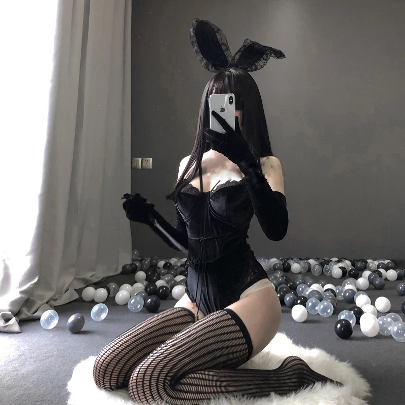 

Japanese Sexy Lingerie Erotic Outfit for Woman Bunny Girl Anime Cosplay Costumes Rabbit Bodysuit Chest Sweet Gift for Girlfriend