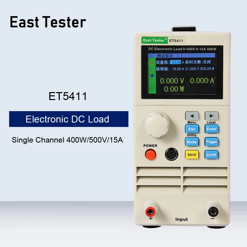 

ET5411 500V/15A 400W High Precision Programmable Professional Battery Tester DC Electronic Load Battery Capacity Tester