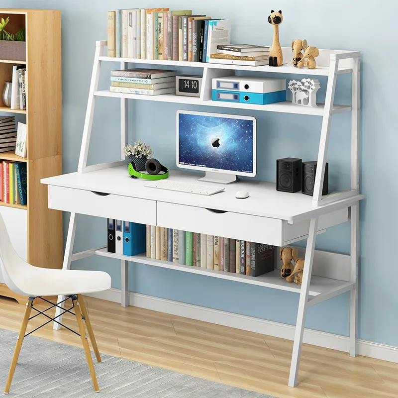 

Home Desktop Computer Desk Simple And Easy Desk with Bookcase Desk Combination Simple Economic Bedroom Student Writing Desk