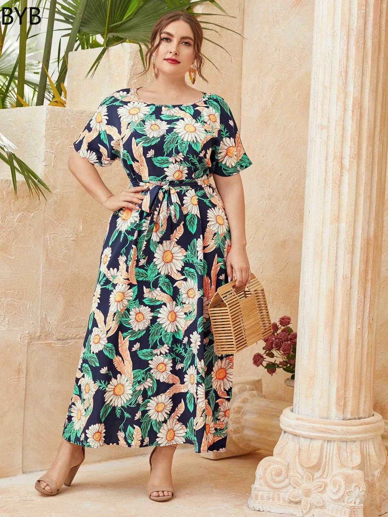

Long Muslim Abaya Dress Plus Size 6XL Women Autumn Printing Maxi Long Dresses Loose Oversized Turkish Dubai Islamic Clothing