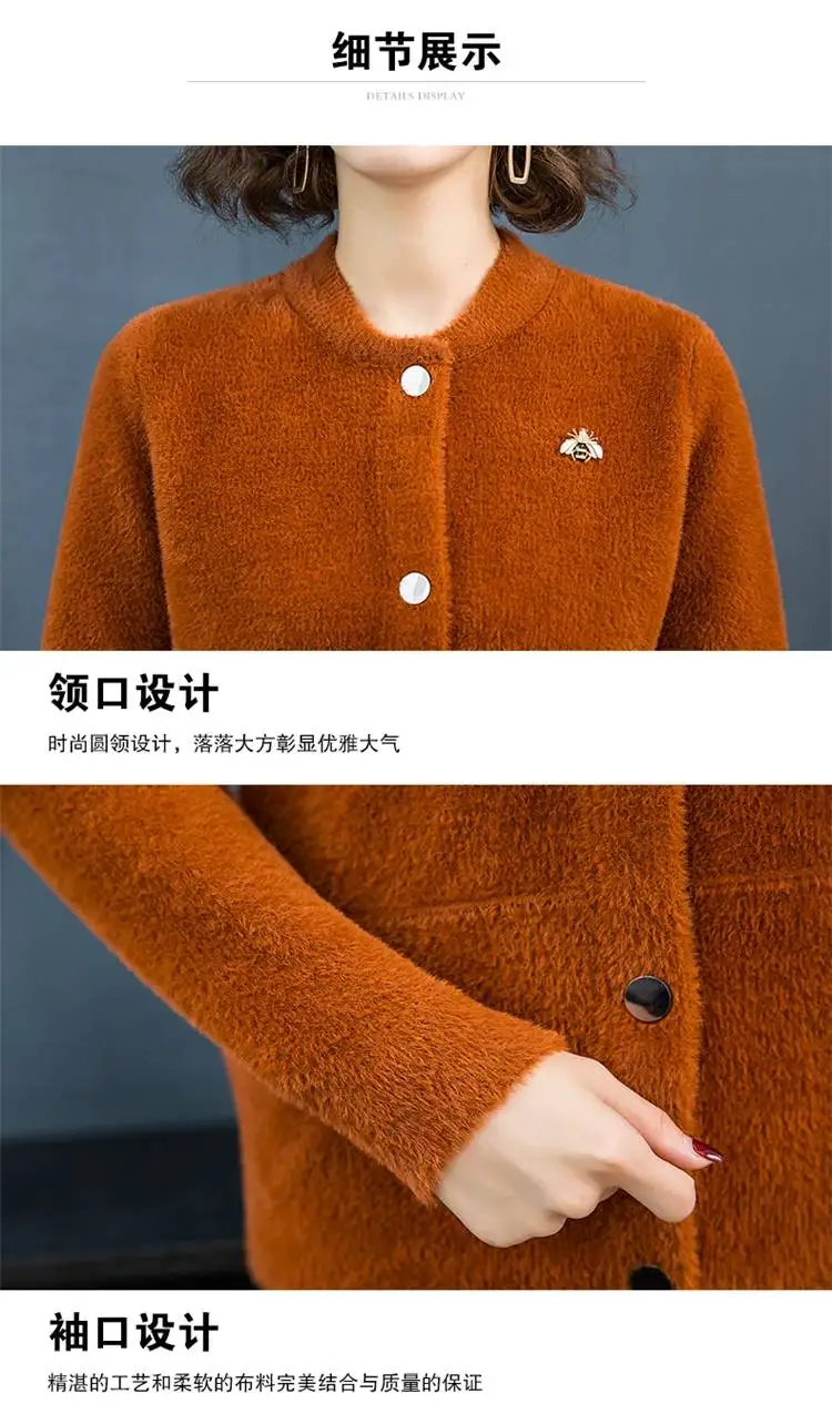 Свитер женский жакет кардиган короткий абзац осень и зима сплошной цвет карман свободный свитер Топ толстый теплый