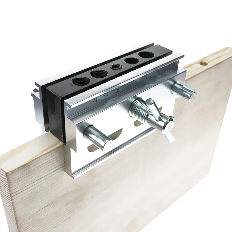 

120*60mm White + Black Woodworking Doweling Jig Tool Metal Drill Dowel Hole Self Centering Locator