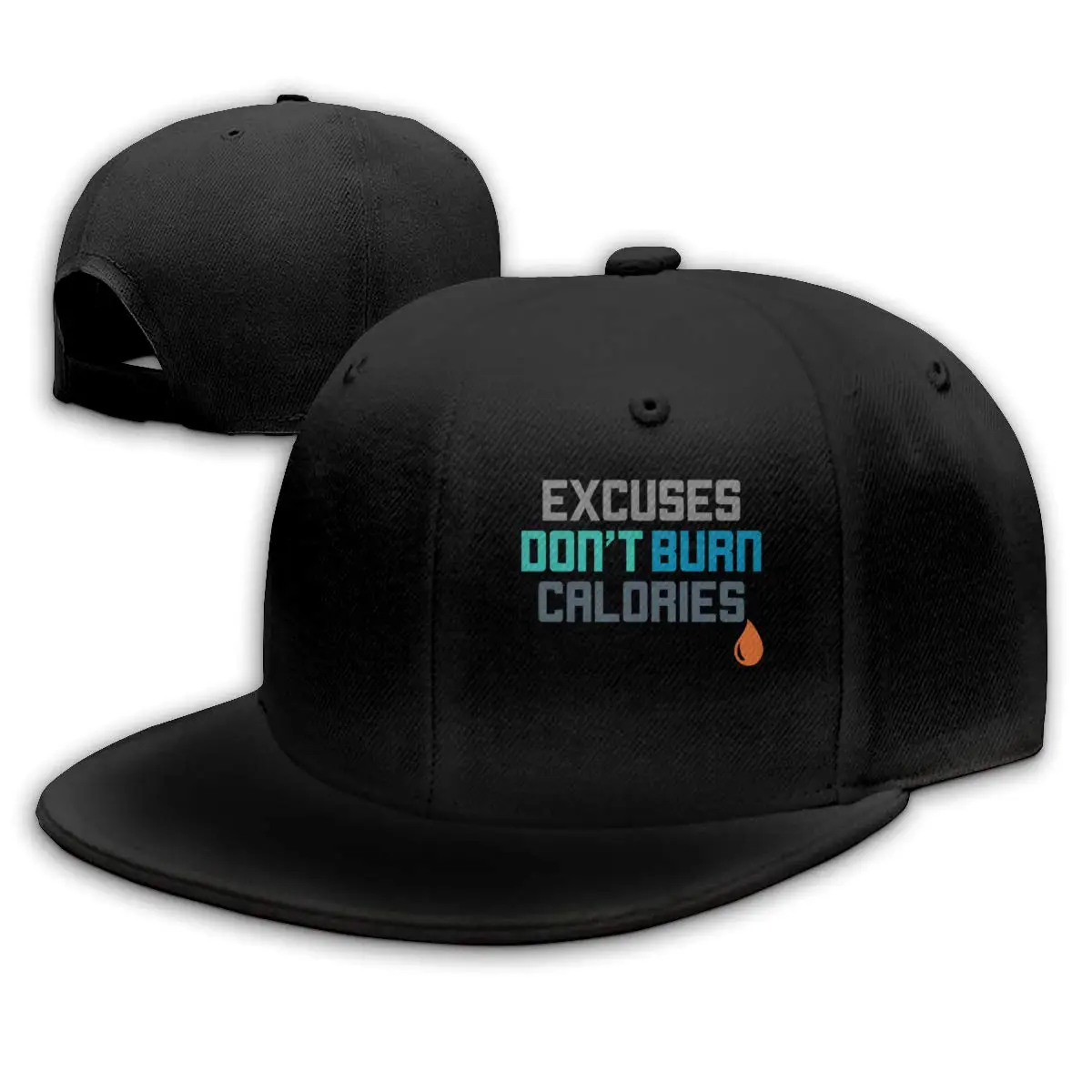 Оправдания не сжигать калории мужчины Snapback плоские Билла бейсболка Регулируемая черная