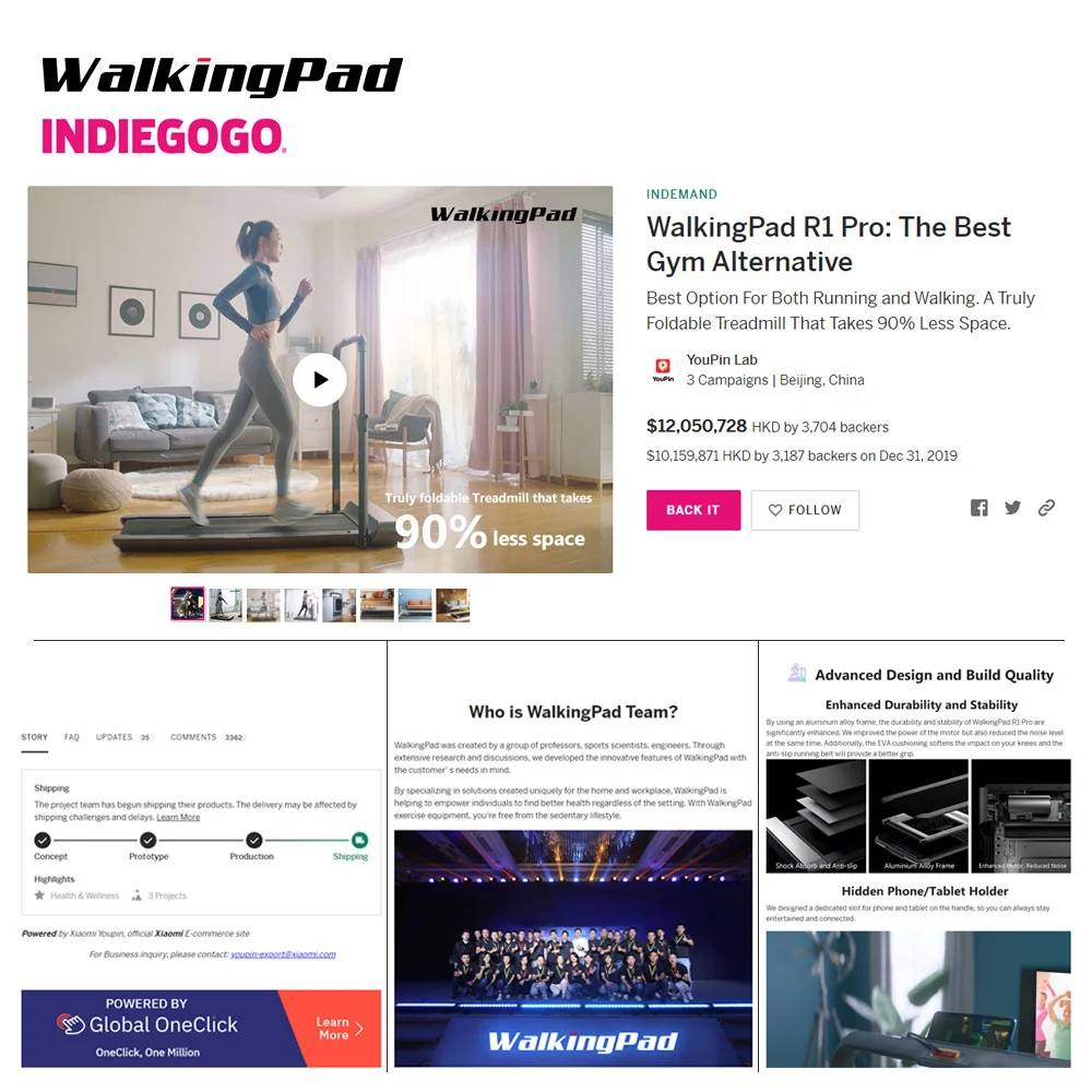 WalkingPad беговая дорожка R1 Pro складное хранение в вертикальном положении 10 км/ч