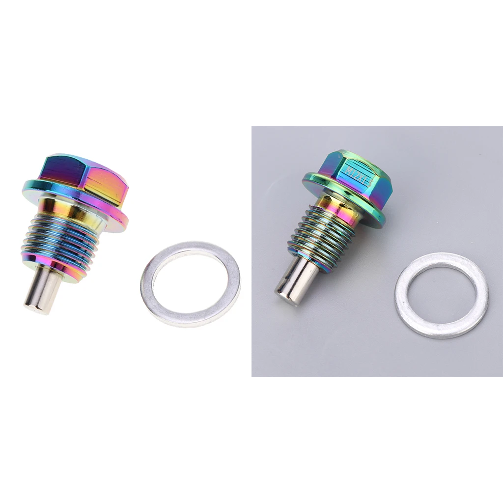 M12x1.5 M16/1.5 Engine Magnetic Oil Drain Plug Bolt Anodized Crush Washer