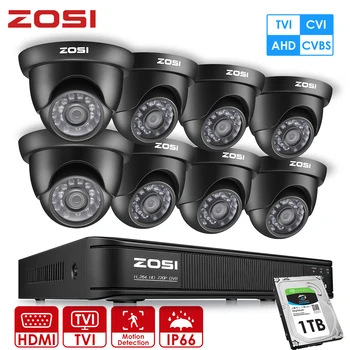 

ZOSI 1MP 720P 1080N Video Surveillance CCTV Camera Security System Kit 8CH AHD CVI TVI Dome Hybrid DVR Camcorder for Home