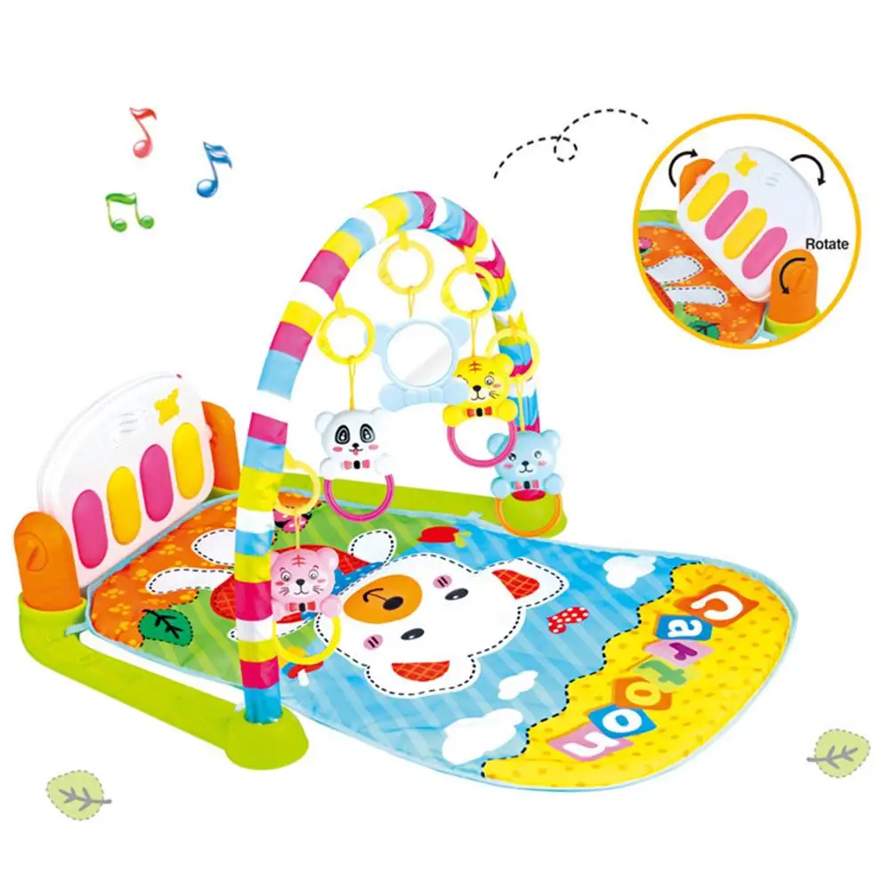 

Baby Crawling Mat Infant Music Pedal Piano Fitness Rack Kid Skin-friendly Cushion Detachable Cartoon Toy Pendant For 0-12 Months