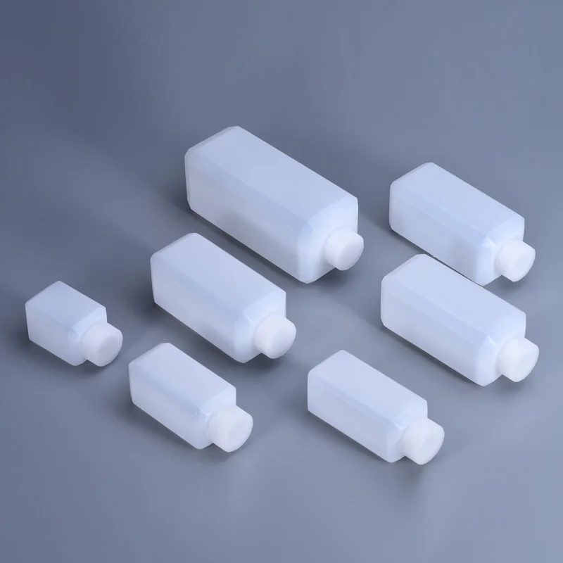 60ml Portable Small Mouth Plastic Bottle Empty Square Container Reagent Liquid Oil Airtight Sealing 10PCS